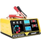 12V 24V Car Battery Charger, 15A Lead-Acid Lithium Battery Charger, Smart Trickle Charger Maintai...