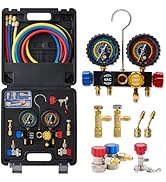 WISSCOOL AC Gauge Set R410a R134a R22, Automotive 4 Valve AC Manifold Gauge with 5ft Hoses, Quick...
