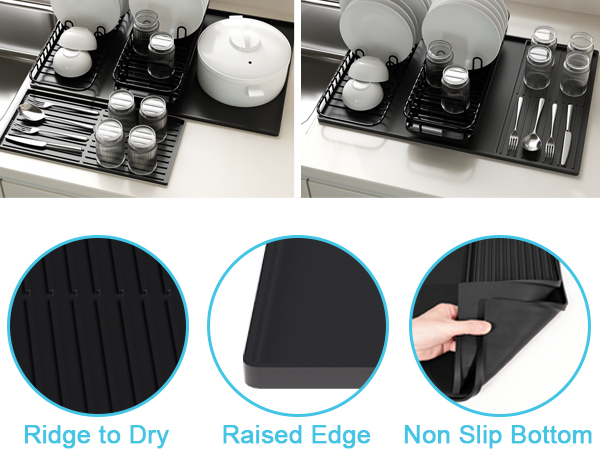 dish drying mat, kitchen mat, silicone drying mat kitchen countertop, coffee bar mat, under sink mat
