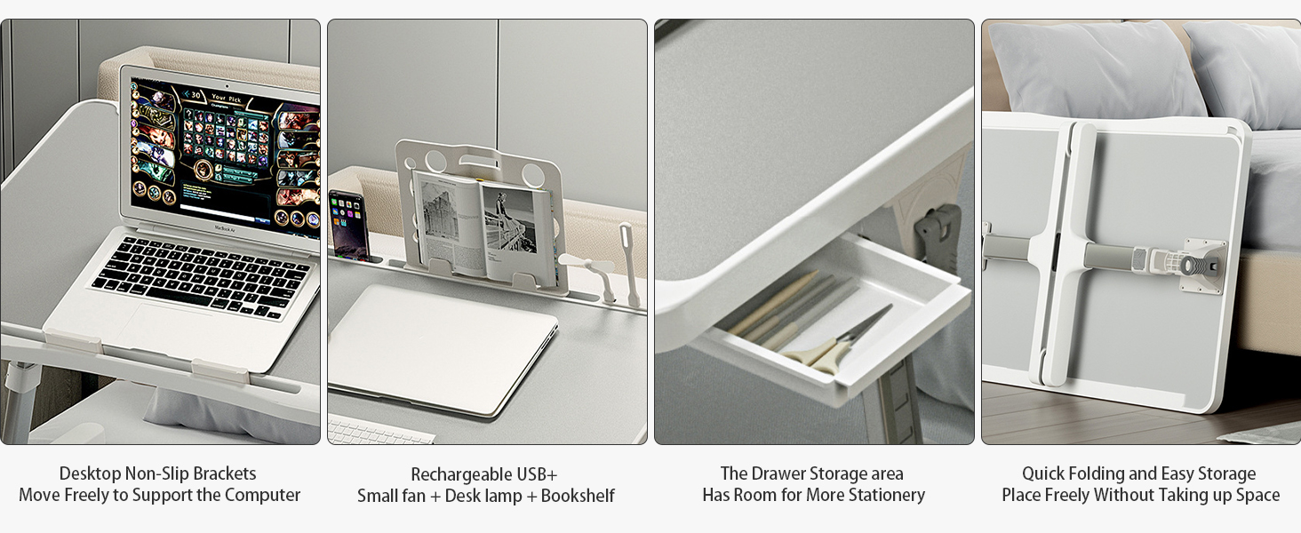 Foldable Laptop Table with Storage Drawer