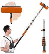 SISUPASSIE 30FT Reach 2-in-1 Window Squeegee, Professional Window Washing Kit with 5-24FT Extensi...