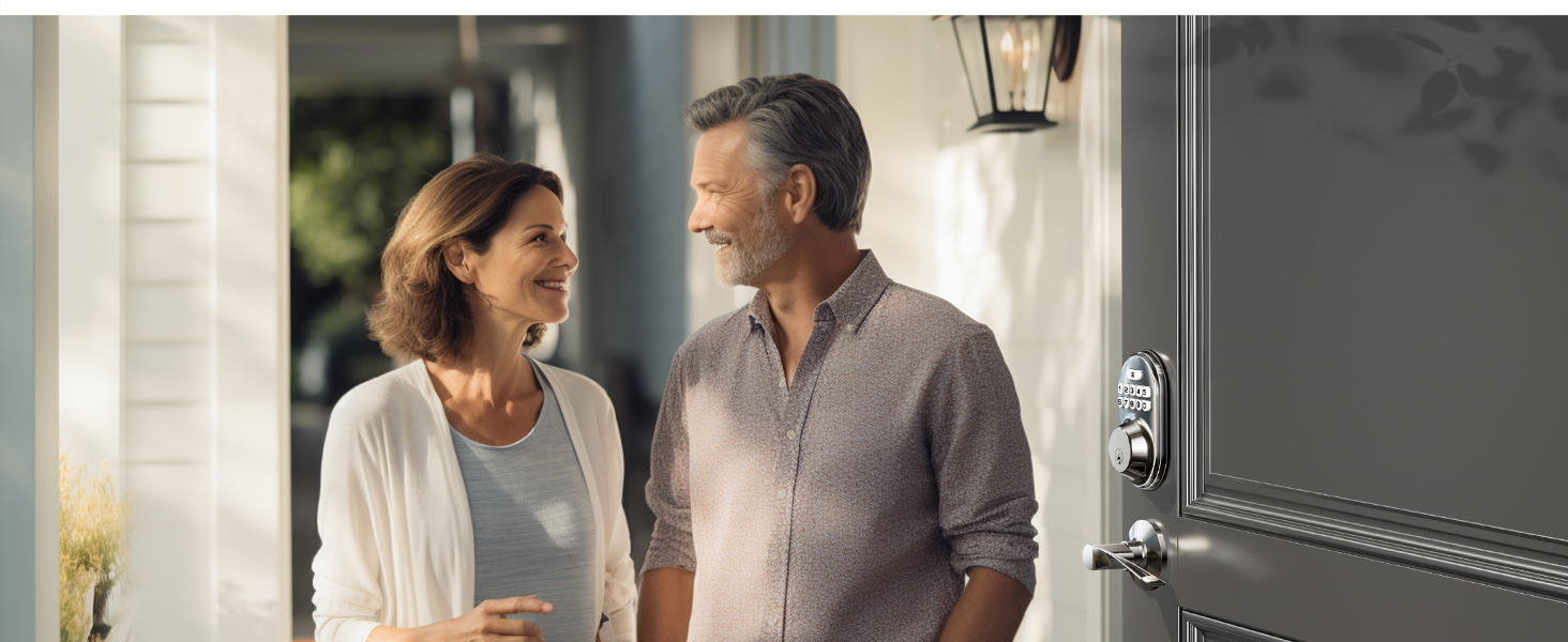 keyless entry door lock with handle