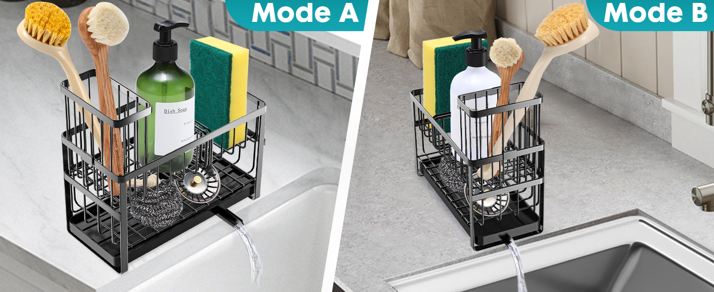 Kitchen Sink Sponge Holder Countertop Organizer Accessories Sink Caddy Counter Organizer Soap Tray