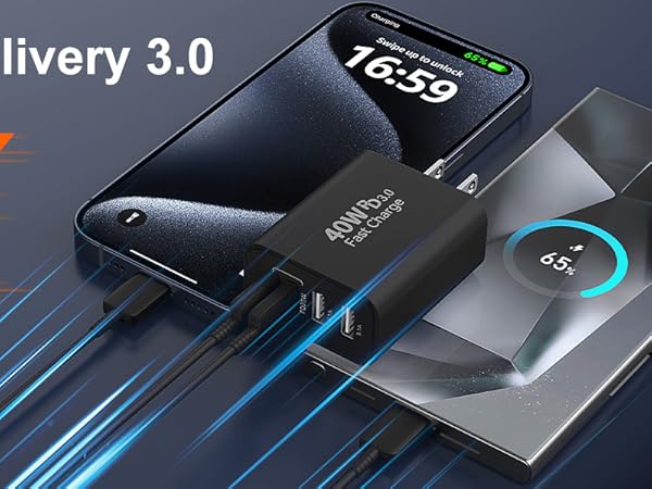 USB C Wall Charger Block, 2Pack 4-Port Type C Charger Fast Charging Block