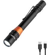 KunHe 500 Lumens Small LED Pen Flashlight Rechargeable IPX4 Waterproof 3 Light Modes Pocket Size ...