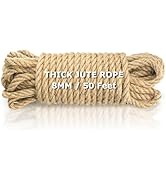 Vanhench Jute String Rope 8mm x 50 Feet, Heavy Duty and Thick Twine Rope for Crafts Projects, Gar...
