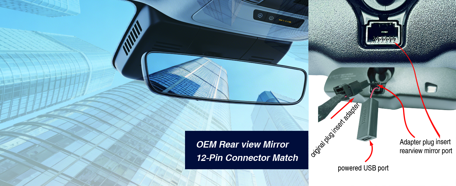 Toyota Tacoma Highlander Tundra Sienna plug play dash cam adapter rear view mirror dash cam adapter