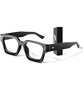 Oversized Thick Square Fake Glasses for Women Men,Fashion Preppy Clear Lens Eyeglasses with 100% ...