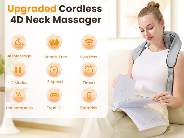 Upgraded Cordless 4D Neck Massager