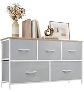 Accver Dresser with 5 Drawers for Bedroom, Fabric Clothes Cabinet for Closet, Anti-Tip TV Stand f...
