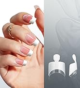 krofaue Short French Nail Tips,120PCS Acrylic Short Fake Nail Tips White French Art Tips Half Cov...