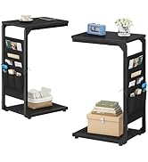 Vovonusy C-Shaped End Tables Set of 2, Small Couch Side Table with Storage Bag, Sofa Table for Li...