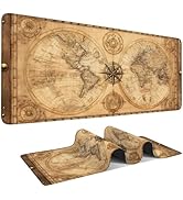 Vintage World Map Extended Gaming Mouse Pad 35.4 x 15.7 Inch – Retro Desk Mat for Gaming, Office ...
