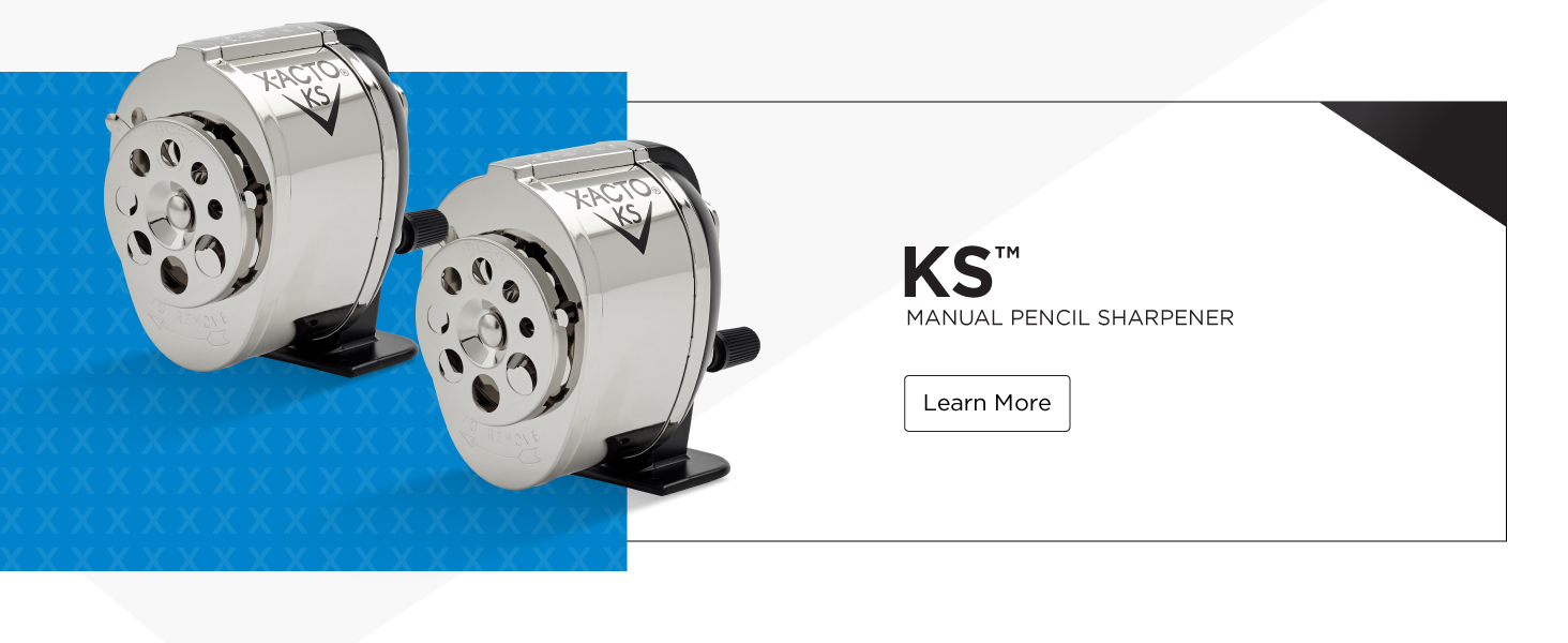 KS manual pencil sharpener silver hand crank metal classic teacher student classroom essential lasts