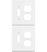Combination Toggle Light Switch/Duplex Receptacle Outlet Wall Plate Cover,Smooth Face, White,Stan...