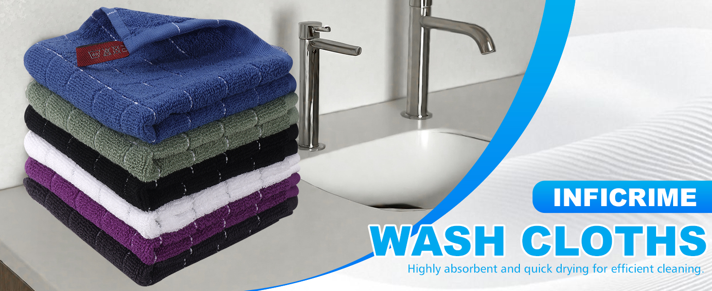 12 Pack 100% Cotton Wash Cloth