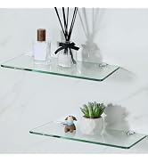 SAYAYO Floating Shelves for Wall, Tempered Glass Shelves for Bathroom, Living Room, Bedroom, Offi...