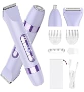 Hatteker 4-in-1 Women's Electric Razor, Dual-Head Body Hair Trimmer for Women, IPX7 Waterproof Re...