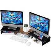 La Jaco Dual Monitor Stand Riser for 2 Monitors, Monitor Stand for Desk, Adjustable Length Swivel...
