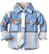 Feidoog Toddler 2 Pack Baby Boys and Girls Plaid Shirts Jacket Long Sleeve Lapel Button Down Shir...