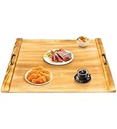 30" x 22" Wooden Noodle Board Stove Cover with Handles – Heavy-Duty Pine Wood Stove Top Cover for...