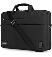 DOMISO 17 Inch Thickened Multi-Functional Laptop Sleeve Business Briefcase Messenger Bag with USB...