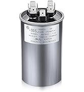 55/5 MFD uF ±6% 370/440 VAC CBB65B Dual Run Round Capacitor, UL Listed Motor Run Capacitor for Co...
