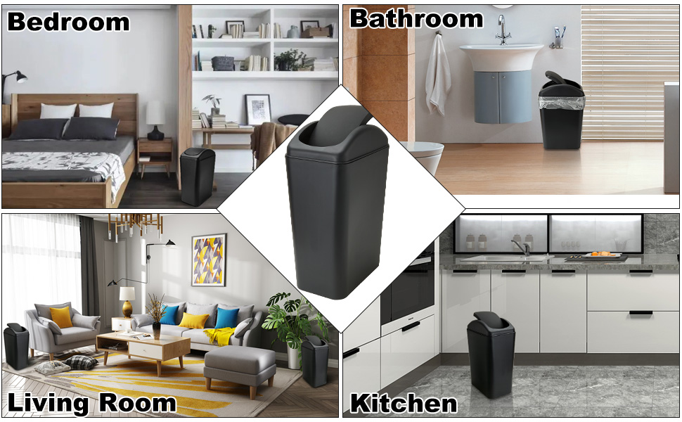 Garbage Bin with Lid for Office, Bedroom, Bathroom, Kitchen