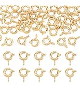 Craftdady 40Pcs Brass Spring Clasps 18K Gold Plated Open Ring Clasps Golden Necklace Bracelet Con...