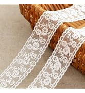 LYXMYGS Lace Trim Ribbon, 5-Yard White Lace Ribbon, 1.18 Inch Width White Laces Trims Delicate Fl...