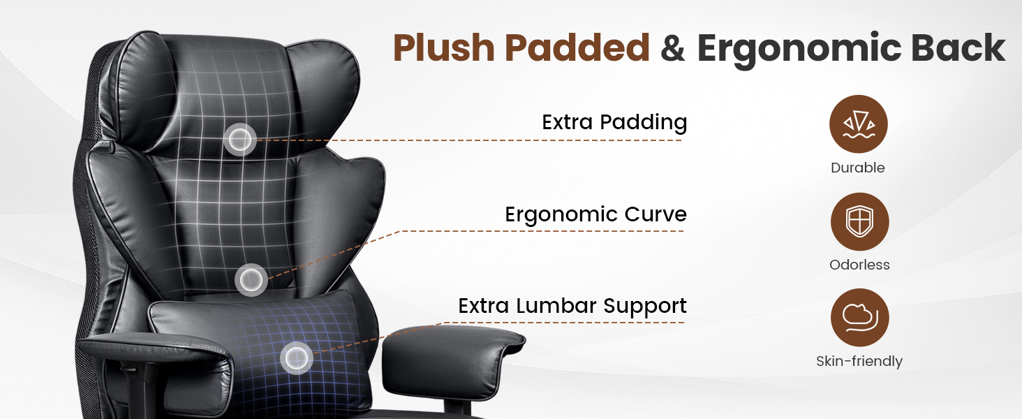 Executive Chair with High Back &amp;amp;amp;amp;amp; Footrest, Ergonomic Wide Padded Seat Computer Gaming