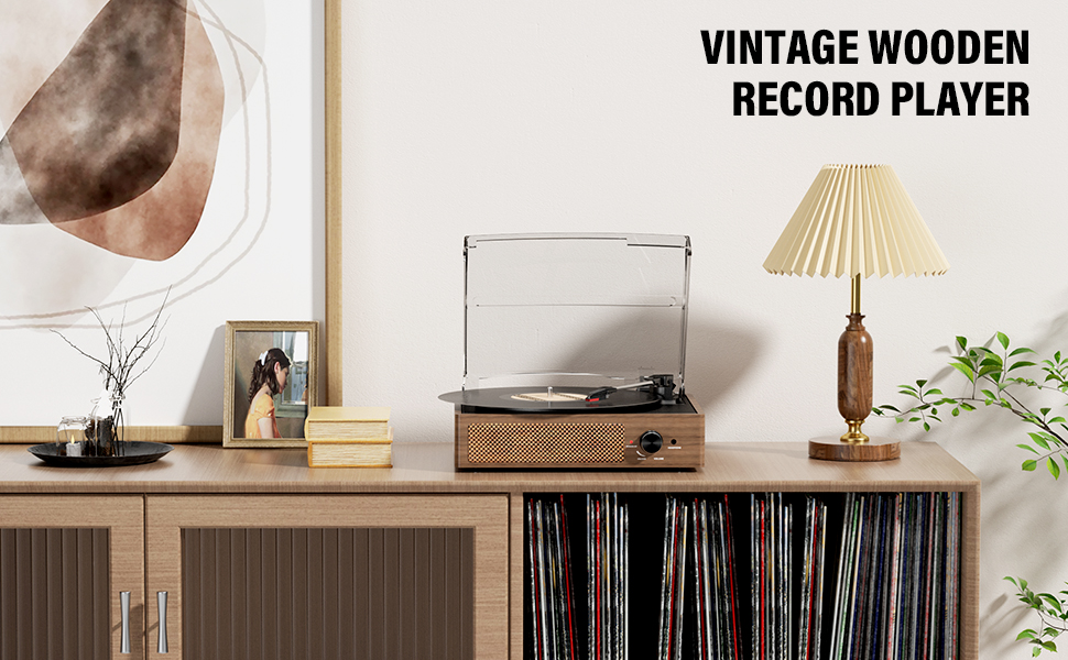 Vintage Wooden Small Mini Record Player Home Decoration