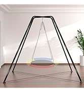 HOTJUMP Swing Stand for Kids, 330LBS Heavy Duty Metal Swings Frame for Backyard Indoor, Anti-Rust...