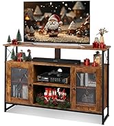 WLIVE TV Stand 55 inch TV, Tall Entertainment Center with Storage, Farmhouse Industrial TV Consol...