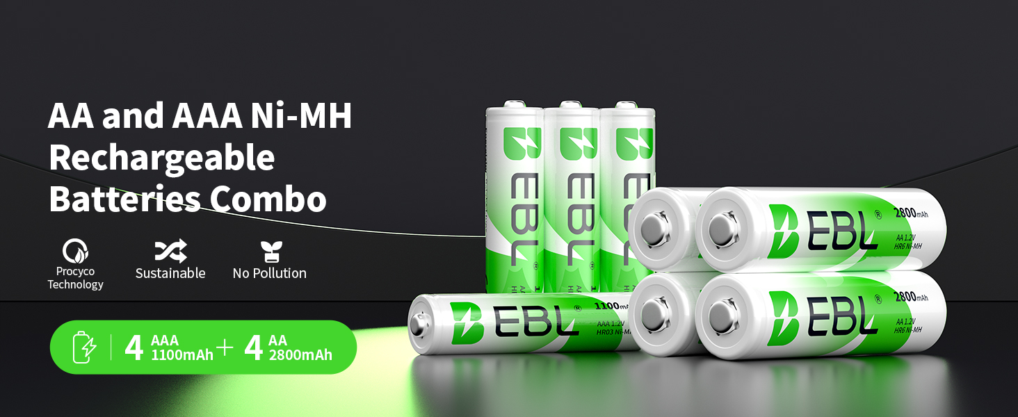AA and AAA Ni-MH RechargeableBatteries Combo