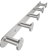 FORIOUS Wall Mounted Coat Rack, Stainless Steel 5 Wall Hooks SUS304 for Hanging, Coat Hook for To...