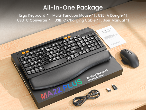 keyboard and mouse ergonomic wireless combo