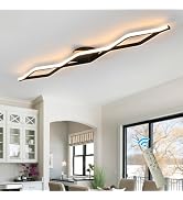 Qcyuui Dimmable LED Ceiling Light 46.4'' Kitchen Lighting Fixtures Ceiling Black Flush Mount Ceil...