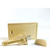 Wood USB Flash Drive 64GB USB 3.0 with Wooden Box, Ideal Gift with Maple Wooden,Wood Guitar Flash...