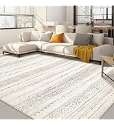 10x14 Area Rugs Living Room Rug: Washable Large Soft Boho Modern Neutral Stain Resistant Indoor F...