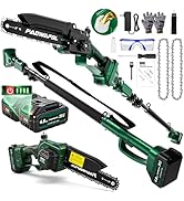 Paowafol 2-in-1 Electric Pole Saws for Tree Trimming, 8 Inch Cordless Mini Chainsaw with 15 FT Ex...
