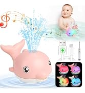 2024 Upgraded Bath Toys, Rechargeable Baby Bath Toys, Dolphin Spray Water Light Up Musical Toys 6...