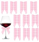 60 Pcs Pink Satin Bows with Twist Tie, Bows for Christmas Tree,2.5 Inch Vintage Twist Tie Bows fo...