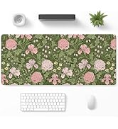 Niniubye Desk Mat, Large Gaming Mouse Pad, 32" x 12", Pink Retro Floral | Waterproof Desk Pad, No...