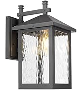 FEMILA 15.2" Black Outdoor Wall Lantern, Modern Outdoor Sconce Porch Light Fixture for Garage, Pa...