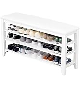 Shoe Rack Bench Entryway Storage with Leather Cushion, Shoe Organizer Bench for Entryway, Ideal f...
