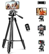 64” Phone&amp;Tablet Tripod, Aureday Cell Phone Tripod for iPhone with Wireless Remote and Phone Hold...