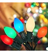 C7 LED Multicolor Christmas Lights 20Ft Outdoor String Lights with 22 Multicolor LED Ceramic Bulb...