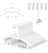 50 Pack Baby Hangers,with 40 Detachable Clips Adjustable 11.14"-15.55", Stackable Kids Closet Han...