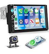 7 Inch Single Din Car Stereo MP5 Multimedia Player with Wireless Carplay Android Auto, 1 Din Car ...